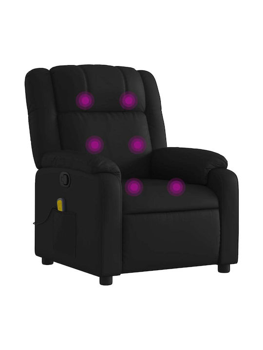 Πολυθρόνα Relax Massage με Υποπόδιο από Δερματίνη Μαύρη 77x95x99cm