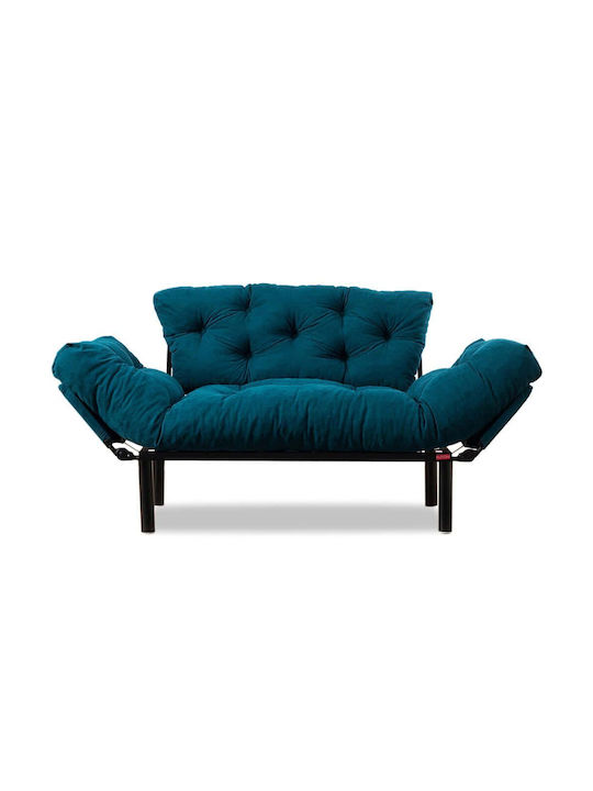 Two-Seater Couches Petrol Blue 155x70x85 cm