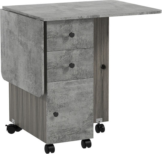Ausziehbarer Küchentisch in Grau aus Holz und Stein 120x60x76,5 cm