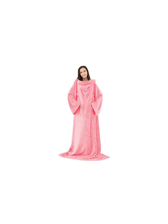 Snuggie Κουβέρτα Fleece με Μανίκια 140x200εκ. Ροζ