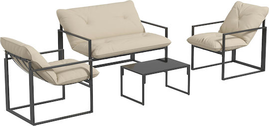 Living Room Set 4 Pieces Gray with Pillows Living Room Set 4 Pieces Gray with Pillows