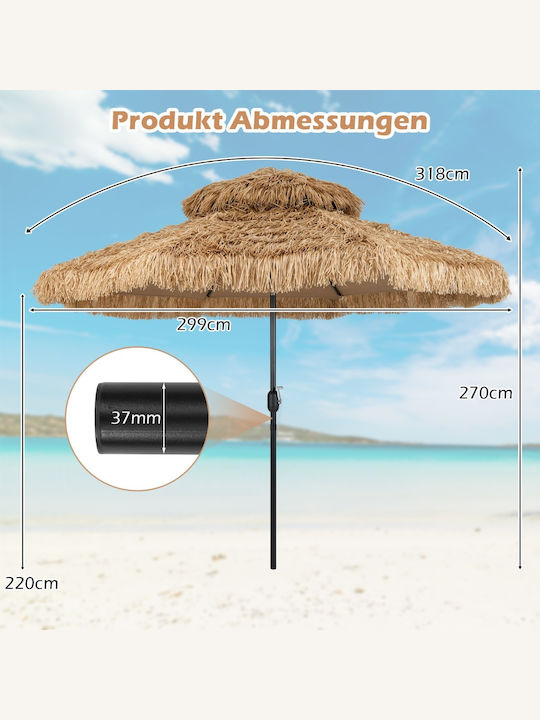Professioneller Geflecht Garten- und Terrassen-Sonnenschirm Beige 2.7x2.7m