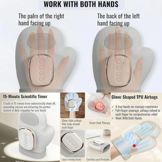 Rechargeable Massage Glove for Hands with Heating Function Grey