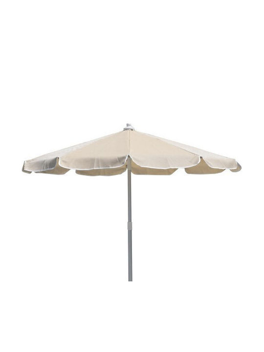 Professional Circular Aluminum Beige Garden & Terrace Parasol Φ2.5m