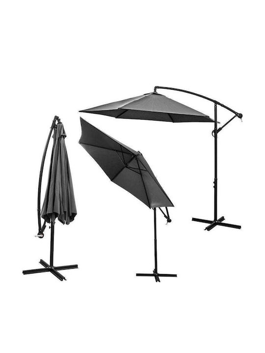 Hängender Metall-Garten- und Terrassen-Sonnenschirm Grau 3x3m
