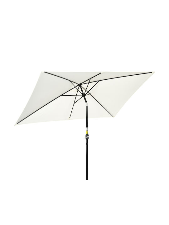 Umbrelă Pătrată Din Aluminiu Albă 2x3m