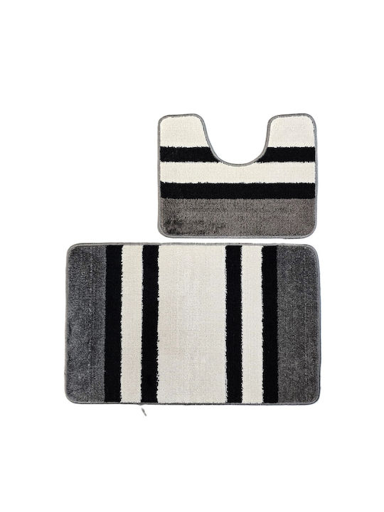 Kotonia Home Antiderapant Set Covorașe de Baie Negru 50x80buc 2buc