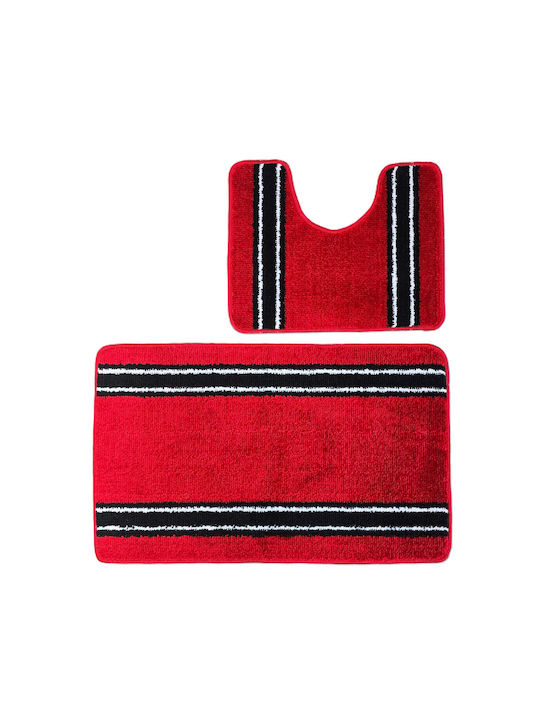 Kotonia Home Antiderapant Set Covorașe de Baie Roșu 50x80buc 2buc