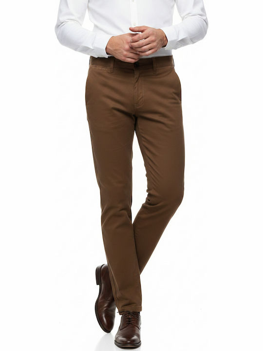 Pantaloni Chino cu Croială Regulară Tabac