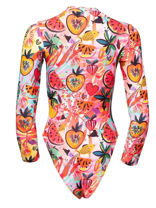 One Piece Swimsuit With Zipper Pink