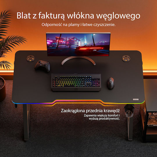 Gaming Office Volt Wooden Black with LED 120x60cm