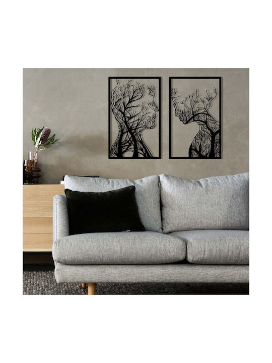 Διακοσμητικό Τοίχου Μαύρο από Μέταλλο 80x63cm 2τμχ