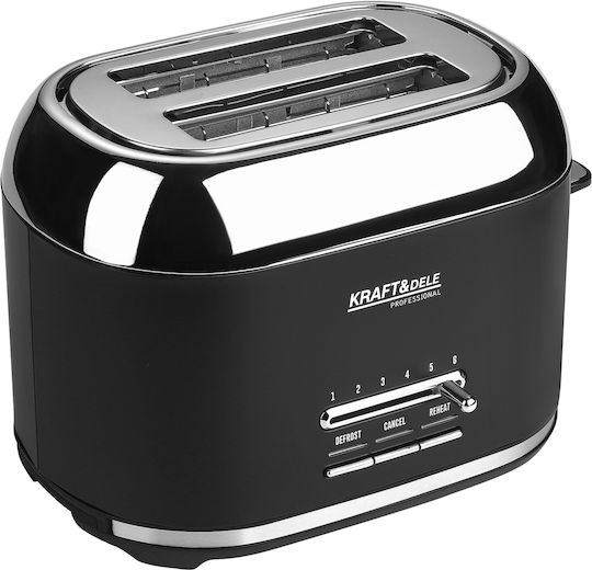 Kraft & Dele Φρυγανιέρα 2 Θέσεων 1000W Μαύρη