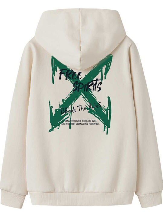 Kinder-Sweatshirt mit Ecru Kapuze
