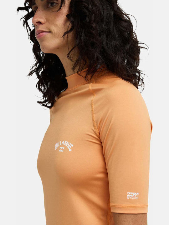 Billabong Surf Дамска Къс Ръкав Слънцезащитна Блуза Оранжева