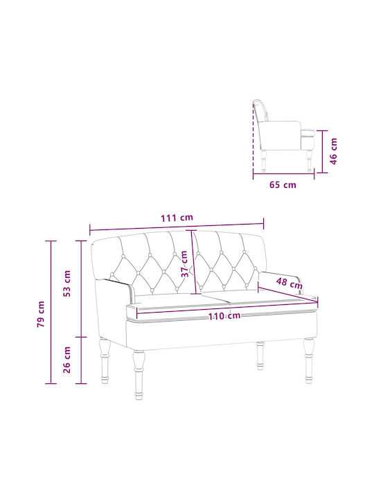 Doppelsitzer Samt Rosa 111x65x79cm