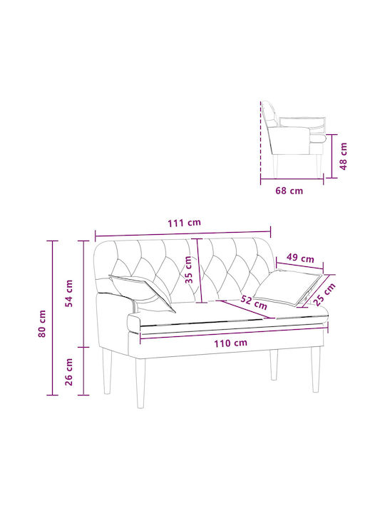 Canapea Cu Două Locuri Roz 111x68x80cm