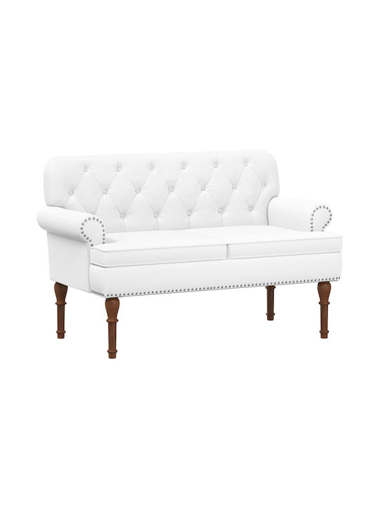 Two-Seater Velvet White Couch 120x65x77 cm
