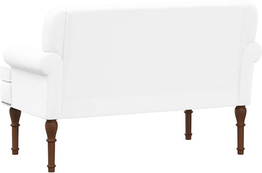 Two-Seater Velvet White Couch 120x65x77 cm