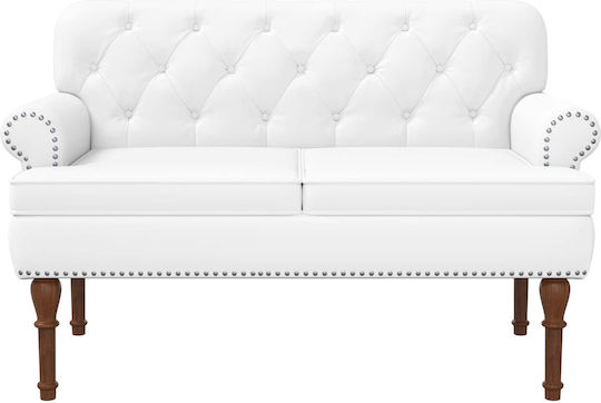 Two-Seater Velvet White Couch 120x65x77 cm