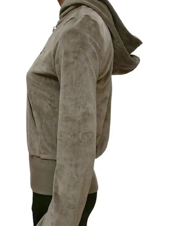 Damen-Strickjacke mit Reißverschluss Braun