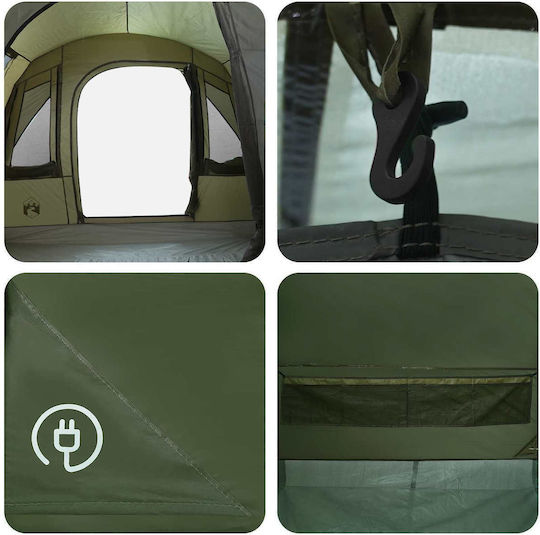 vidaXL Campingzelt Tunnel Khaki 4 Jahreszeiten 400x260x200cm