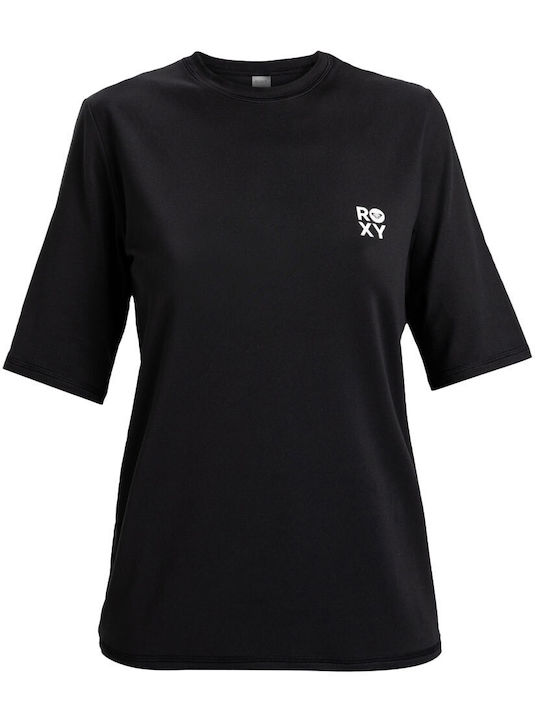Roxy Waves UPF 50 Women Short Sleeve Sun Protection Shirt Black