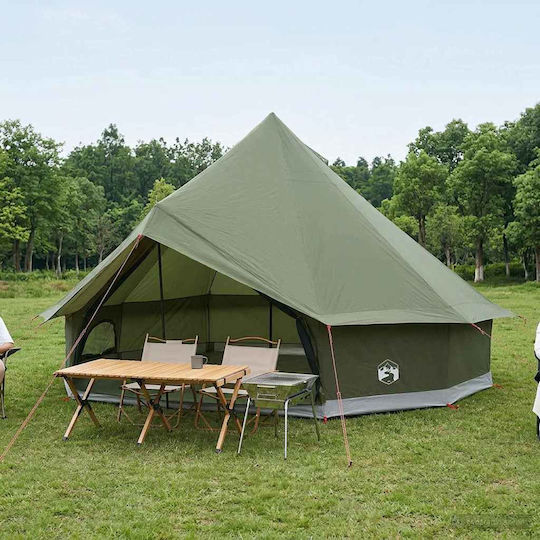 vidaXL Σκηνή Camping Teepee Χακί 4 Εποχών 500x500x300εκ.
