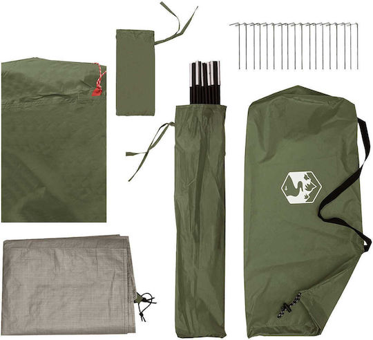 vidaXL Camping Tunnel Mountaineering Tent Green 4 Seasons Waterproof 410x175x105cm