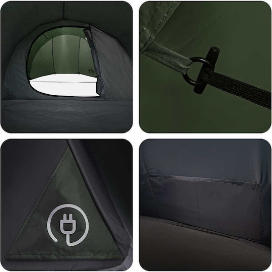 vidaXL Camping Tunnel Mountaineering Tent Green 4 Seasons Waterproof 410x175x105cm