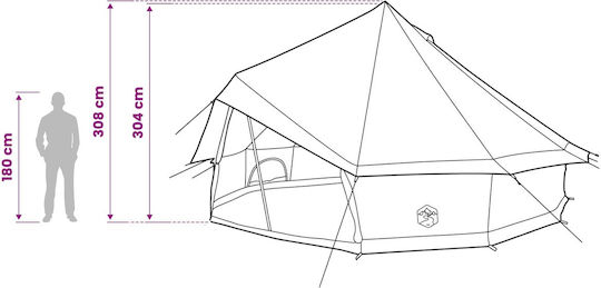 vidaXL Camping Teepee Tent Brown 500x500x300cm