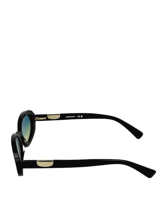 Longchamp Damentaglasses mit Schwarzem Metallischem Rahmen und Schwarzem Verlaufsfarbe Glas LO0795 001