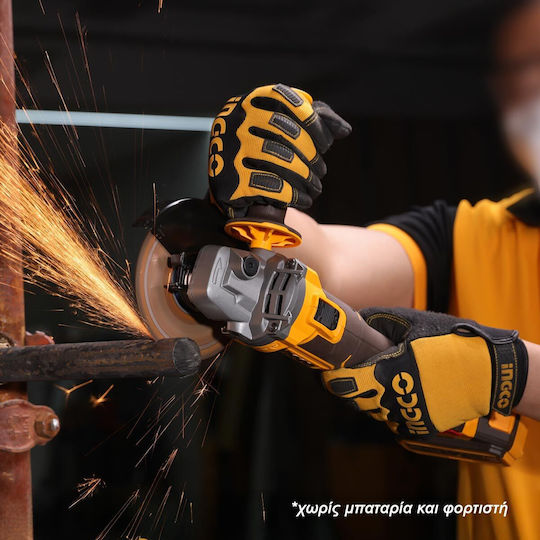 Ingco CAGLI27153E Τροχός 115mm Μπαταρίας Brushless με Ρύθμιση Στροφών 20V Solo