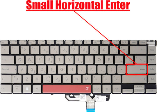 Greek Laptop Keyboard Asus Zenbook 14x Ux5400 Ux5400zf Ux5400e Ux5400ea Ux5400eg Ux5401ea-oled-kn511t 4602ge00 Dj1ti12 0kn1-dj2uk12 0knb0-4605gr00 Asm20n3 Gr No Frame Backlit Silver Code 40704grblsil