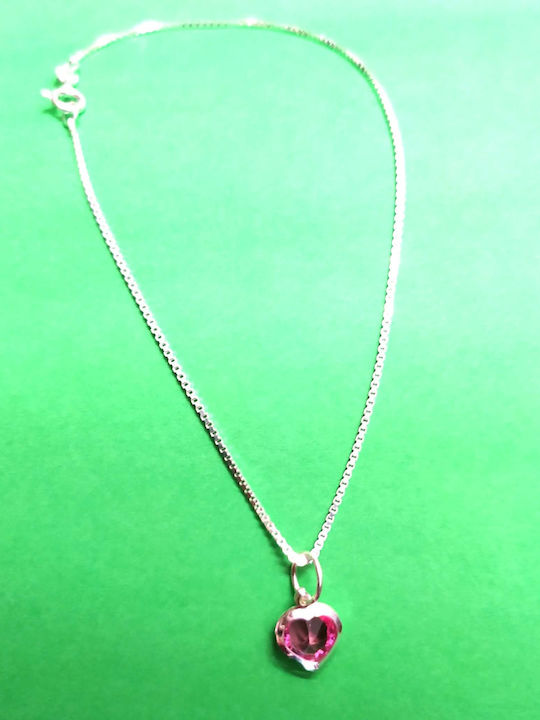 Amalfi Accessories Gold Plated Silver Anklet with Pink Zircon
