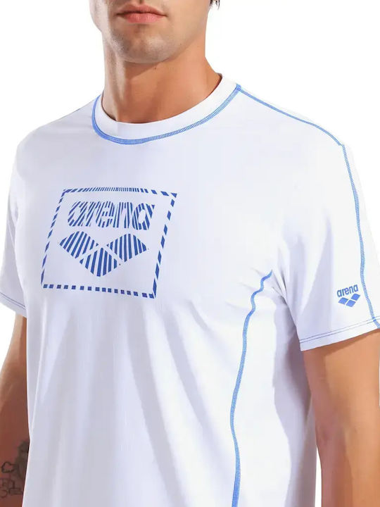 Arena Swim Men Short Sleeve Sun Protection Shirt White