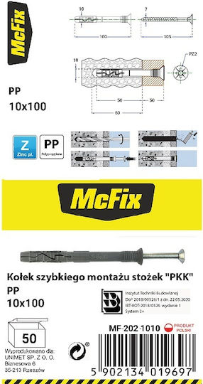 Screwanker Schnellmontage Dübel Kegel Pp 10*100mm Mf-202-1010