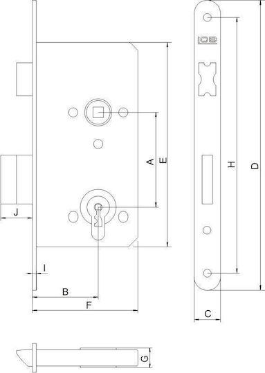 Lob Вградена ключалка 72/55 Mm с цилиндър Mp Zw 72y55