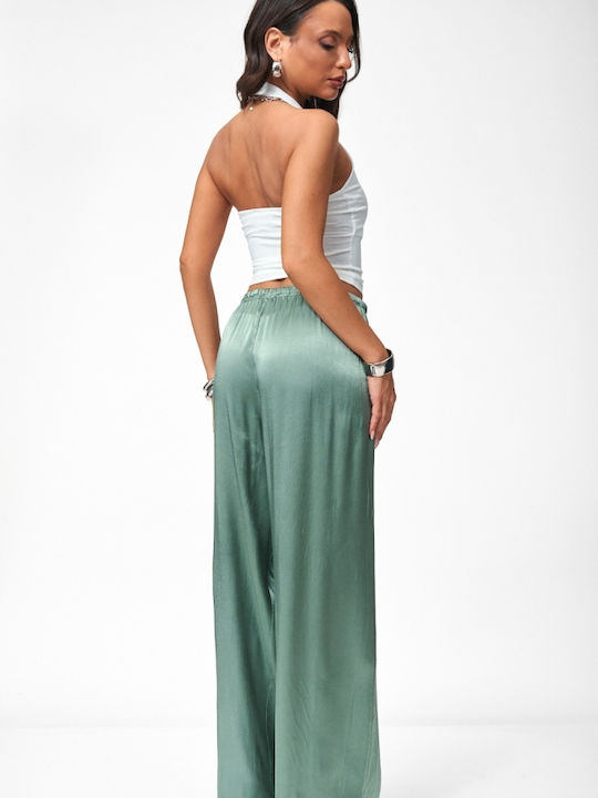 Damen Satin Hosen Khaki