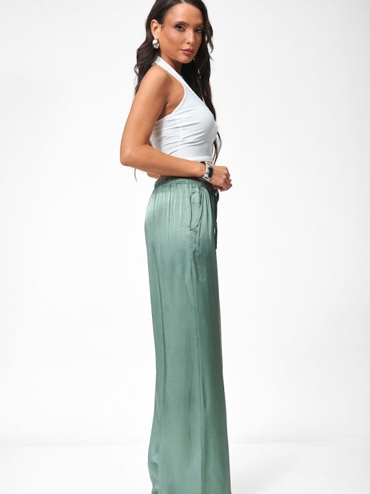 Damen Satin Hosen Khaki