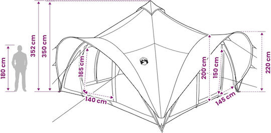 vidaXL Camping Teepee Tent Grey 500x500x350cm