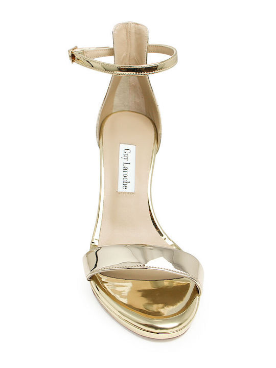 Damen Sandalen Gold Leder