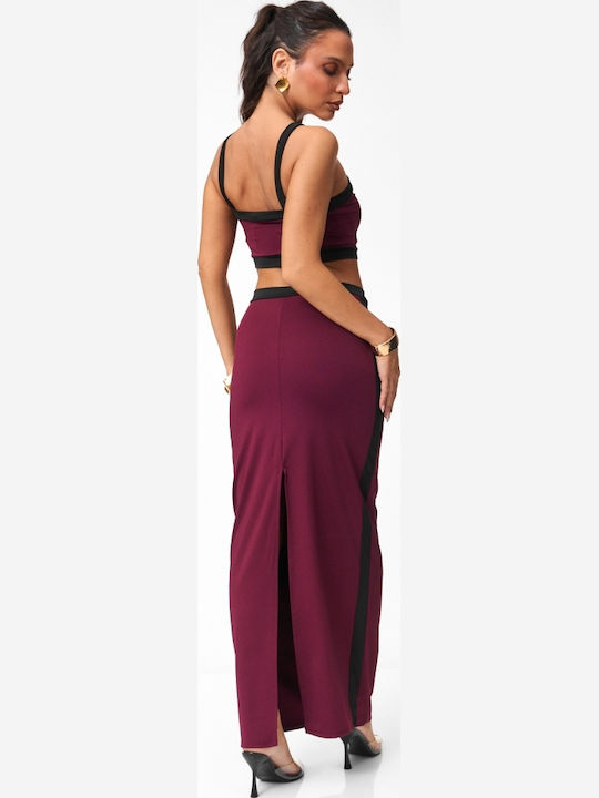 Set With Maxi Burgundy Skirt