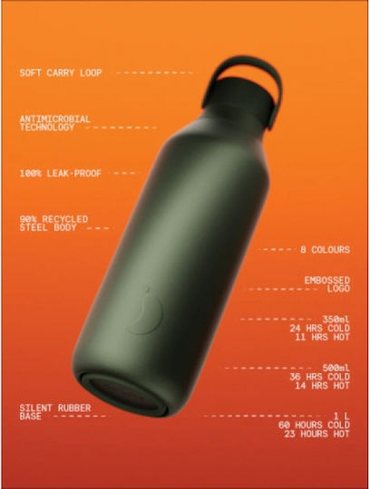 Chilly's Μπουκάλι Θερμός Ανοξείδωτο BPA Free 1lt GARGO GREEN