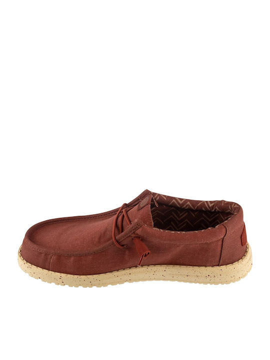 Wally Stretch Canvas Men's Moccasins In Red Colour