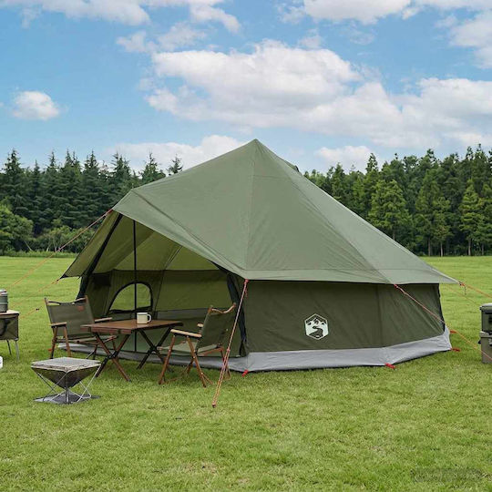 vidaXL Σκηνή Camping Teepee Πράσινη 600x600x350εκ.