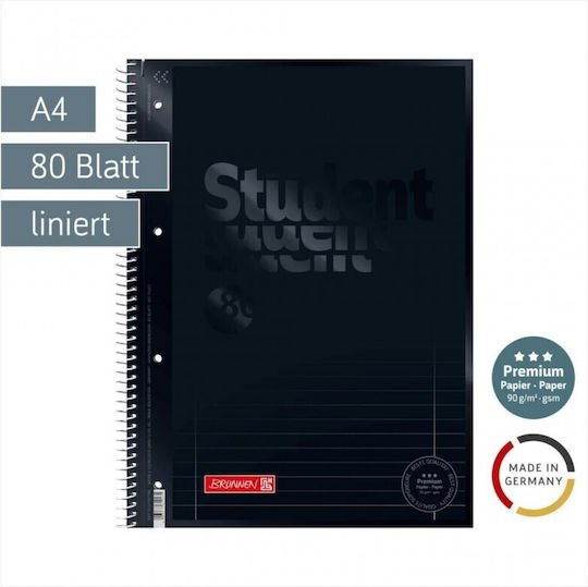 Selida Spiral Ruled Notebook A4 80 Paper Sheets Black
