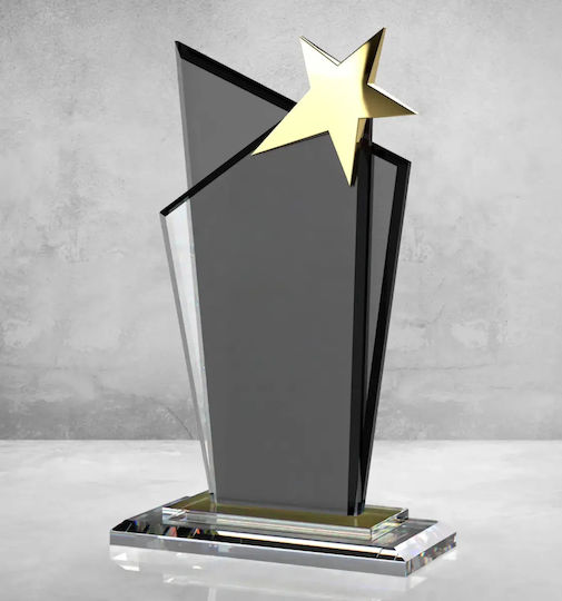 Crystal Double Award 14x25cm Star Code Pb-601 Dark Grey