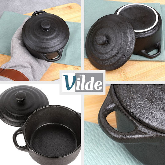Vilde Vas Rotund Individual Rezistent La Căldură Din Porțelan Cu Capac 16.5x12x6cm 4 Bucăți