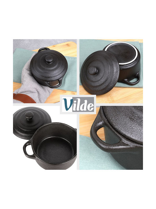 Vilde Vas Rotund Individual Rezistent La Căldură Din Porțelan Cu Capac 16.5x12x6cm